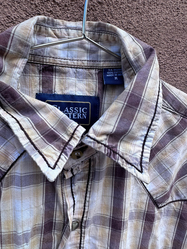 Classic Western Plaid Button Snap Shirt