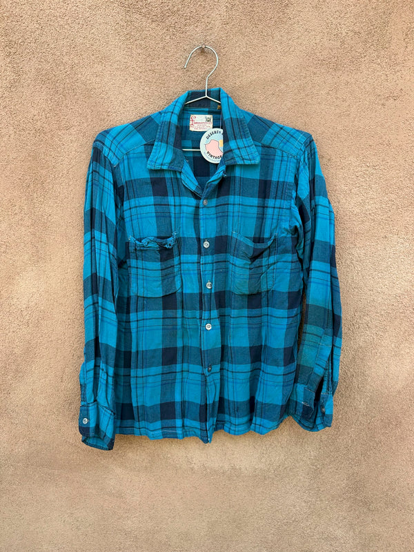 1970's Flannerosi Plaid Rayon Shirt, med (fits smaller)