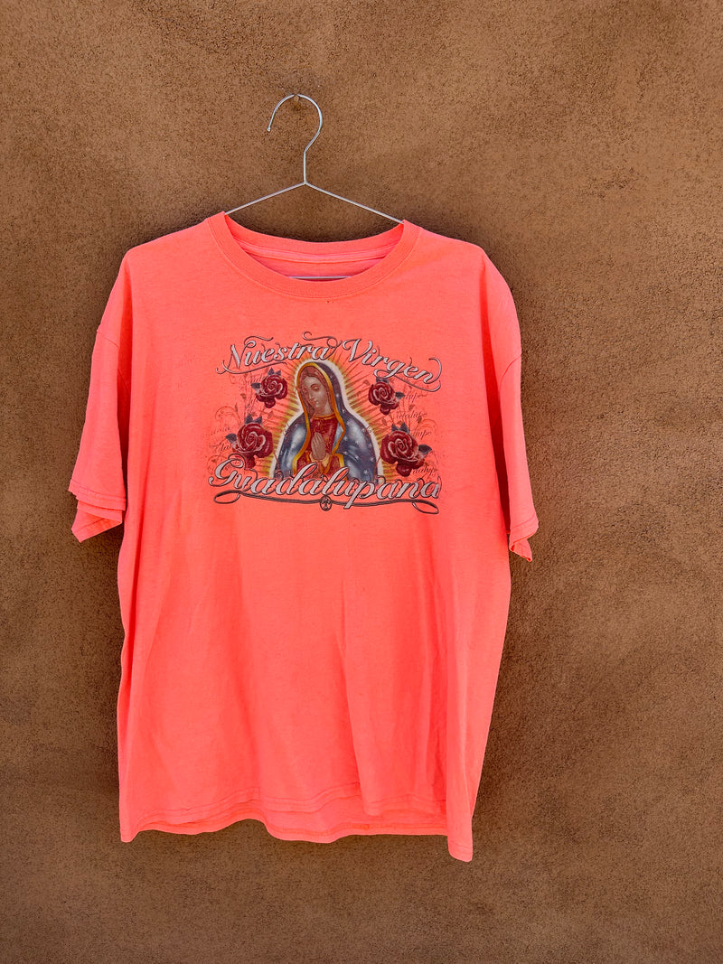 Nuestra Virgen de Guadalupe Neon Salmon T-shirt