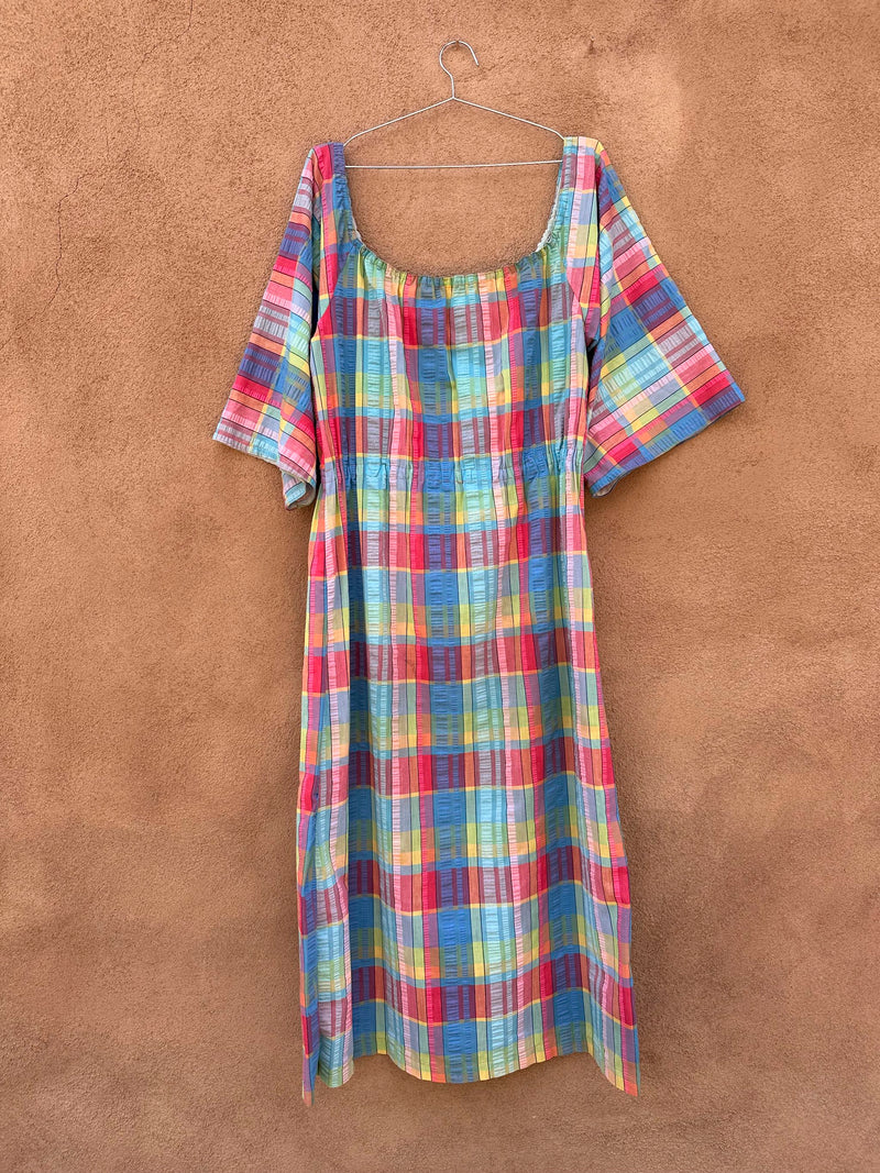 Colorful Plaid Dress, Drop Shoulder, 36" waist