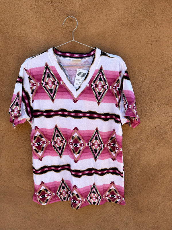 1980's MoMart Pink Southwest V-neck T-shirt
