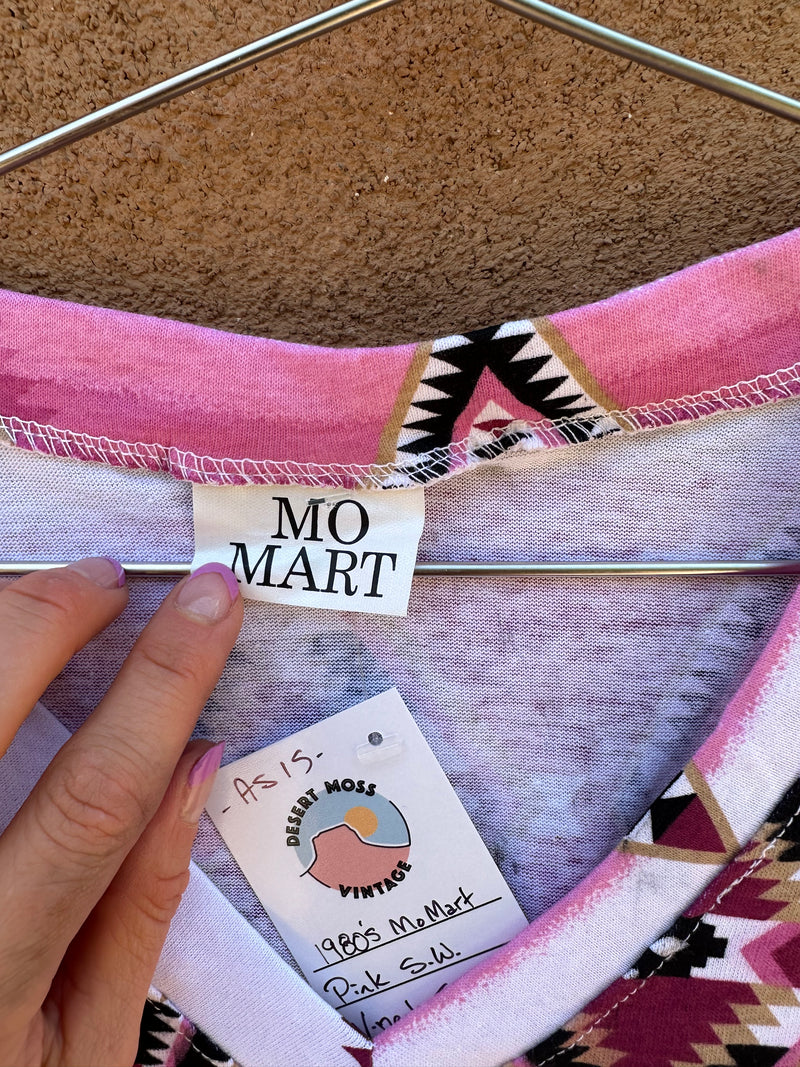 1980's MoMart Pink Southwest V-neck T-shirt - As is