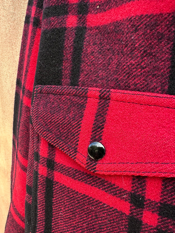 Red/Black 1960's Pendleton Buffalo Plaid Jacket, Large