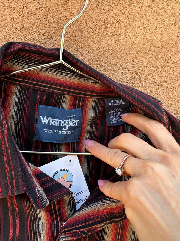 Black and Earthtone Striped Wrangler Button Up Shirt