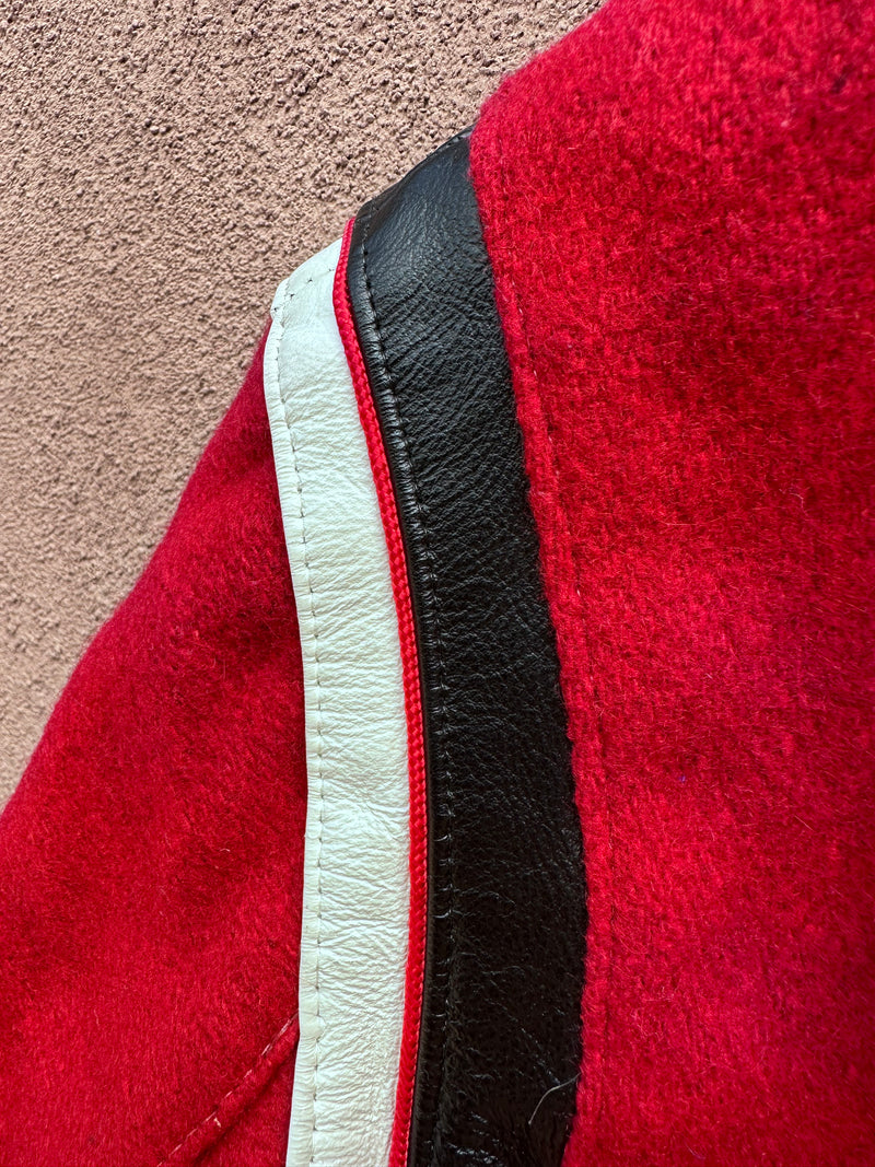 1970’s Red Wool with Black/White Leather Letterman Jacket