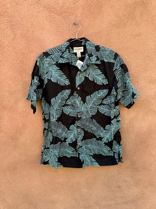 Teal Palm Leaf on Black Cooke St. Shirt