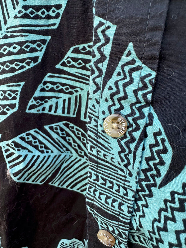 Teal Palm Leaf on Black Cooke St. Shirt