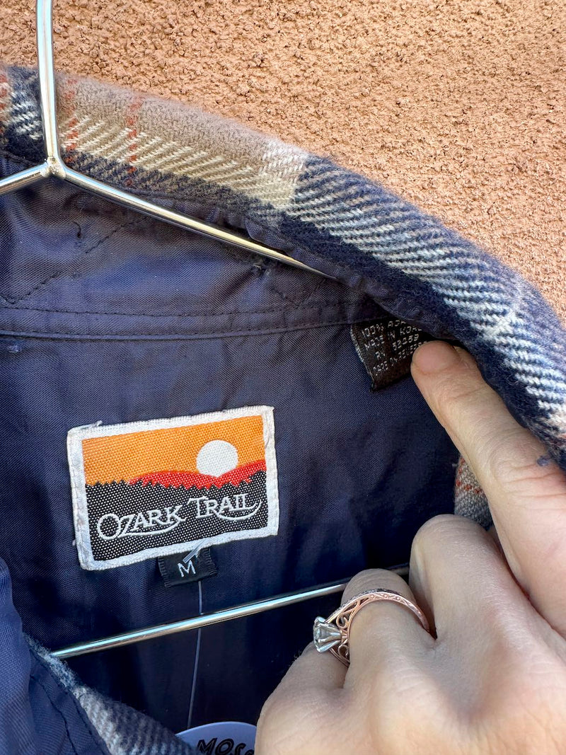 Blue and Tan Plaid Ozark Trail Flannel Shirt