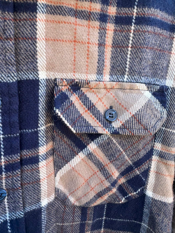 Blue and Tan Plaid Ozark Trail Flannel Shirt