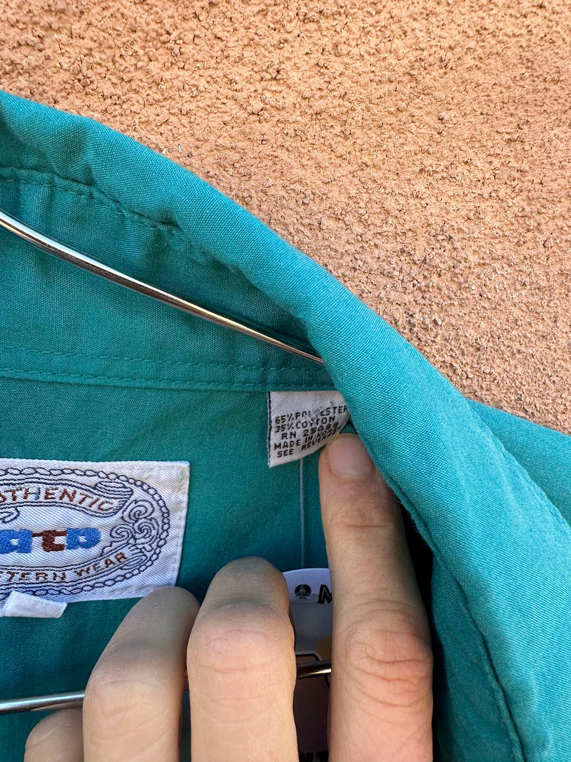 Turquoise Blue Pearl Snap AIB Western Shirt