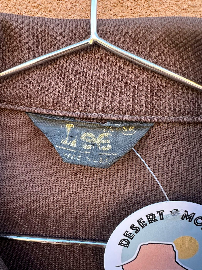 1960's Brown Lee Double Knit Poly Pearl Snap Leisure Jacket