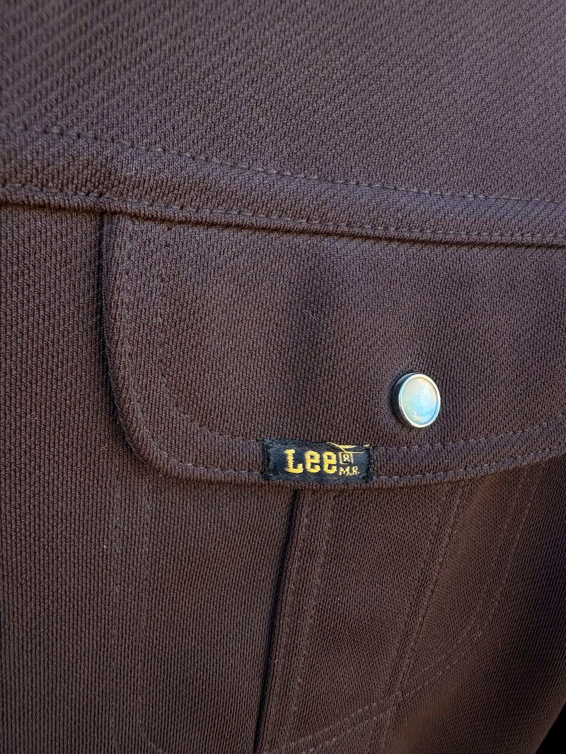 1960's Brown Lee Double Knit Poly Pearl Snap Leisure Jacket