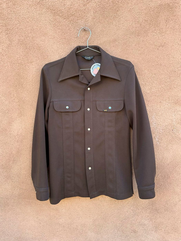 1960's Brown Lee Double Knit Poly Pearl Snap Leisure Jacket