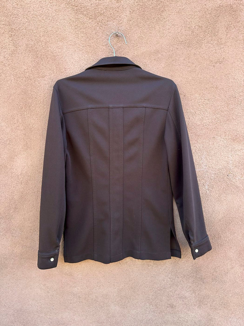 1960's Brown Lee Double Knit Poly Pearl Snap Leisure Jacket