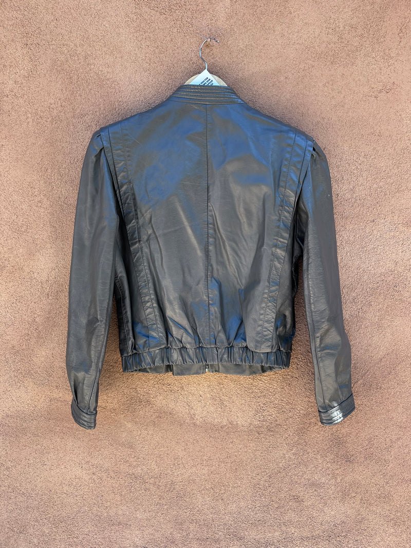 Gray Leather 80's Sheplers Jacket with Layered Shoulders