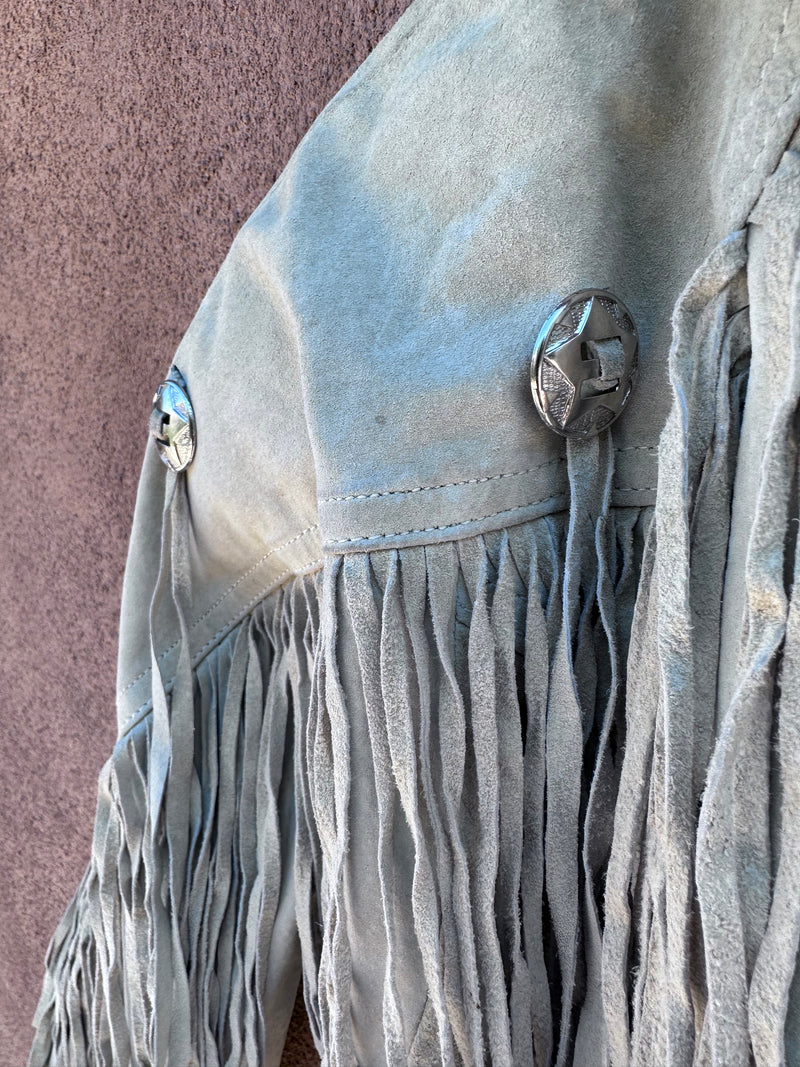 Cropped Suede Pioneer Wear Jacket with Fringe and Conchos