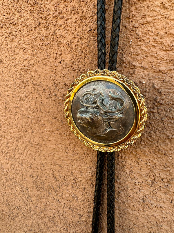 Sterling Silver Coin/Elk Bolo Tie