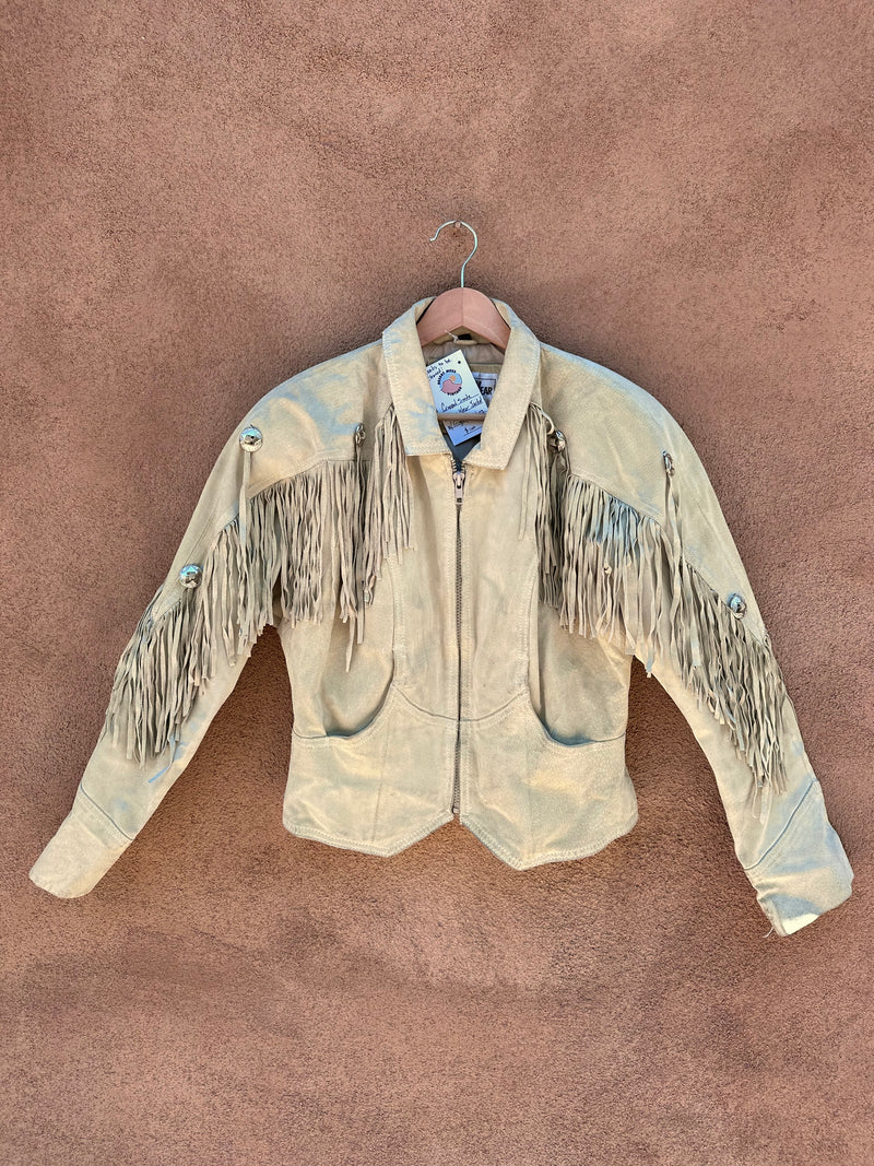 Cropped Suede Pioneer Wear Jacket with Fringe and Conchos