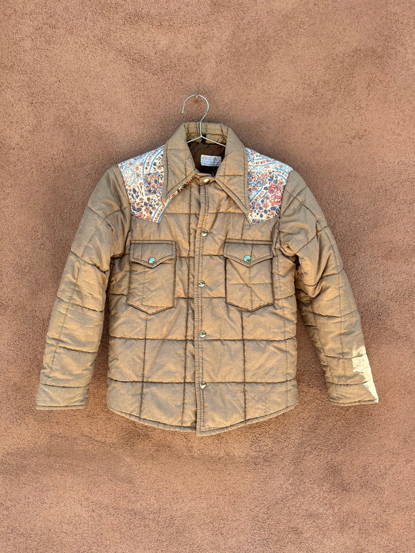 Quilted 1970's Jacket w/Floral Yokes