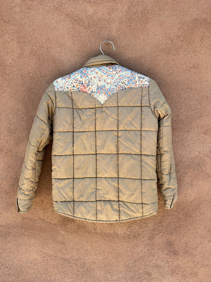 Quilted 1970's Jacket w/Floral Yokes