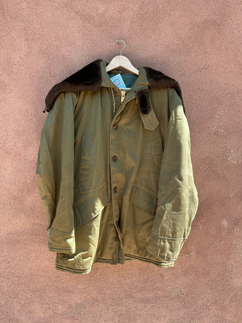 1950's Army Green U.S. Army Parka with Zip Hood - As Is