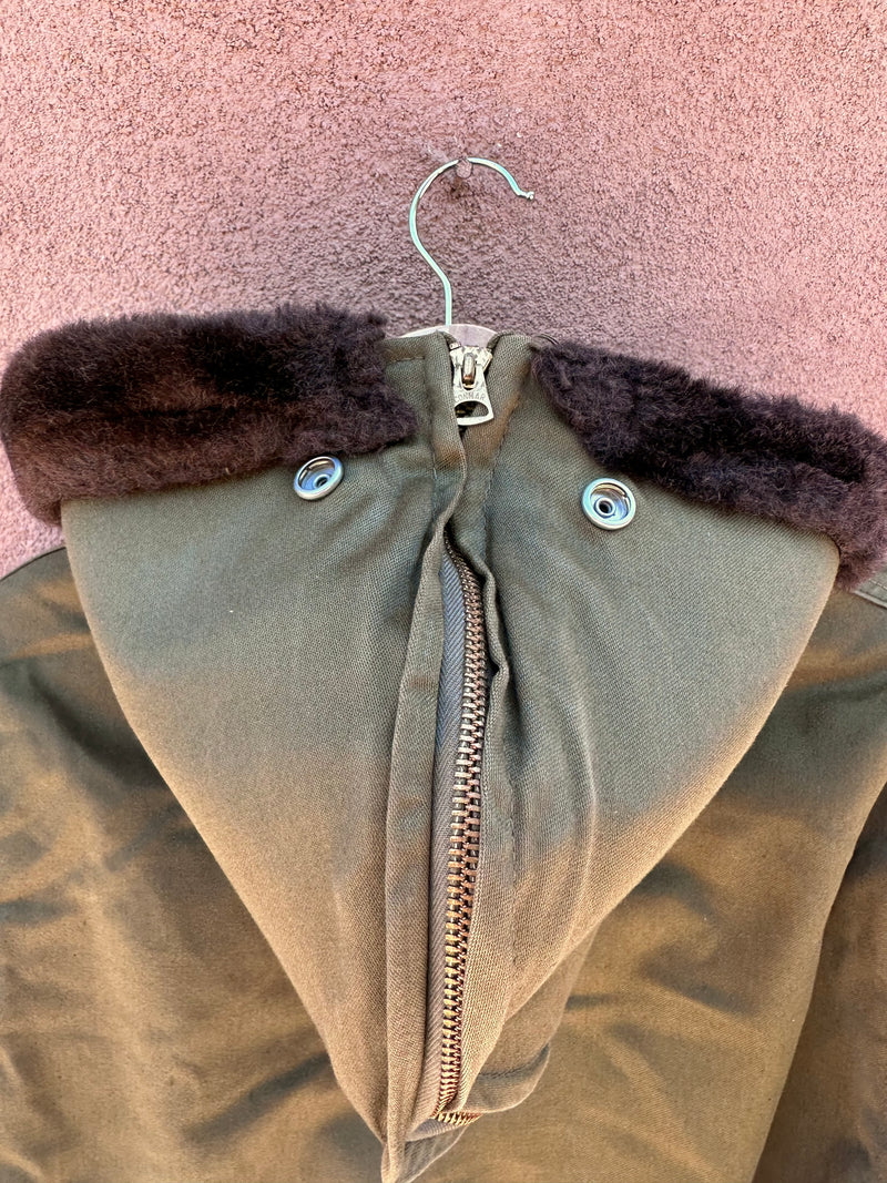 1950's Army Green U.S. Army Parka with Zip Hood - As Is