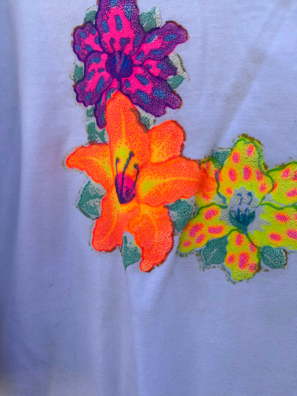 Neon Hibiscus White T-shirt