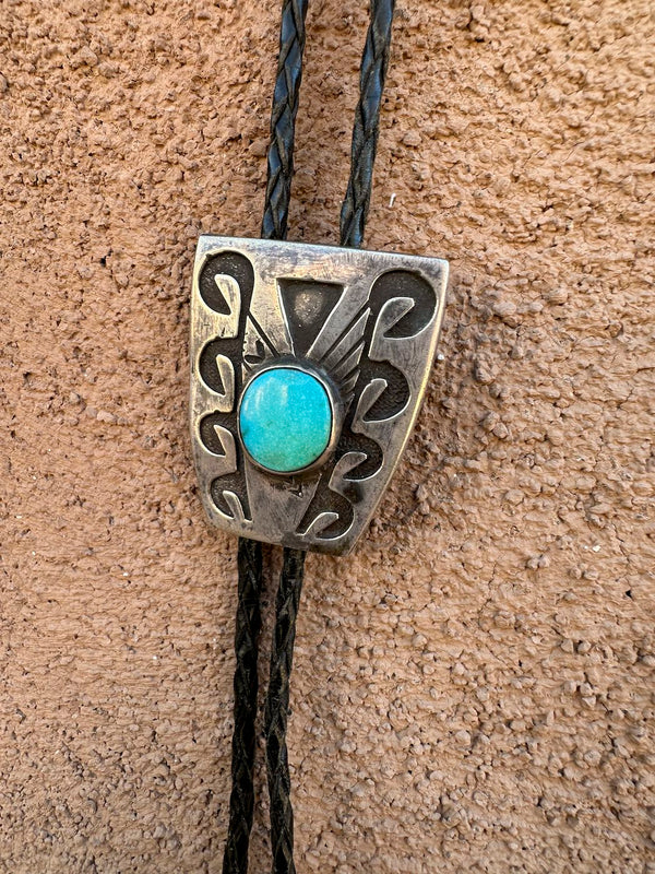 Sterling Silver and Turquoise Tewa Bolo Tie