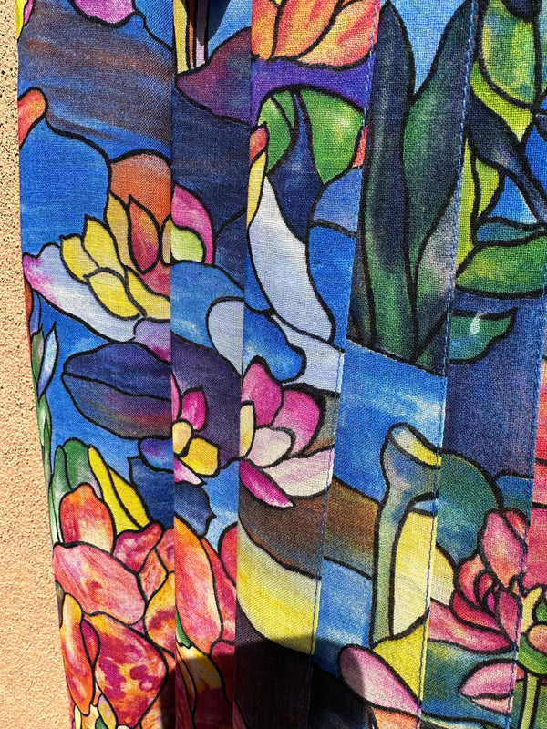 Stained Glass Print Pleated Midi Skirt by Geiger