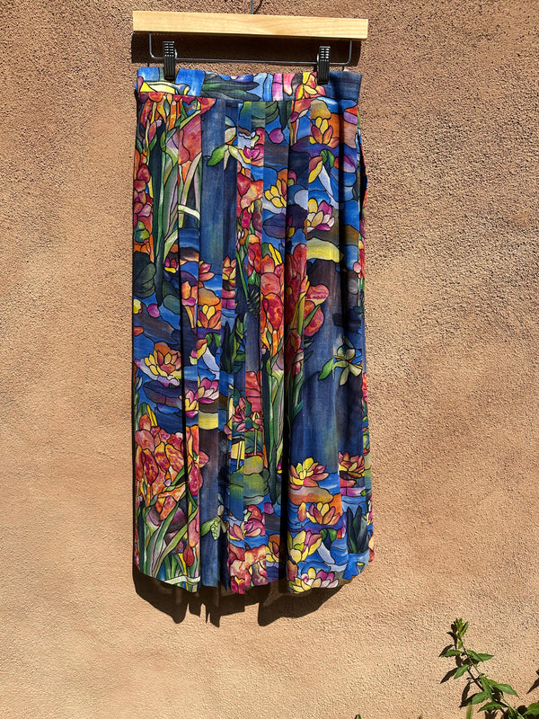 Stained Glass Print Pleated Midi Skirt by Geiger