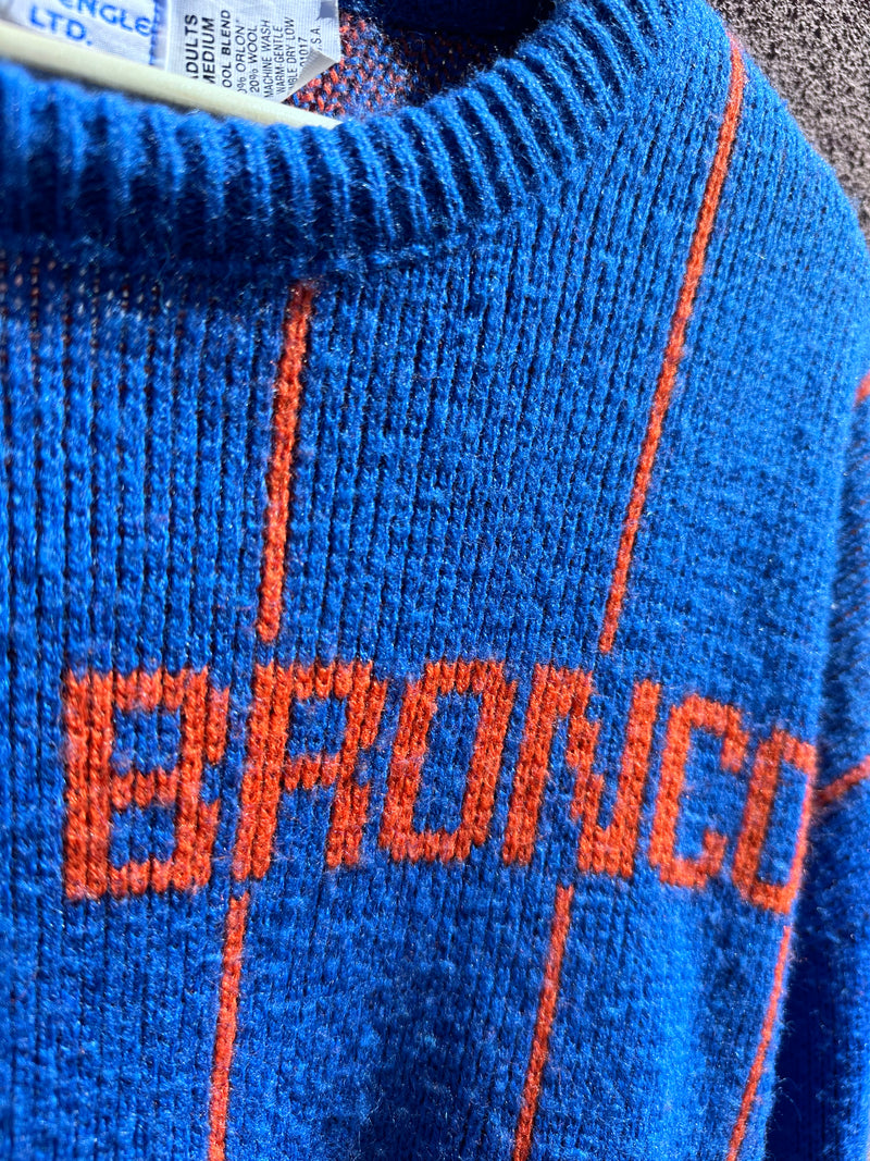 Blue with Orange Pinstripes Denver Broncos Cliff Engle Sweater