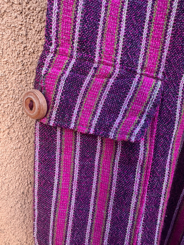 Striped Cotton Cargo Pants - Pink