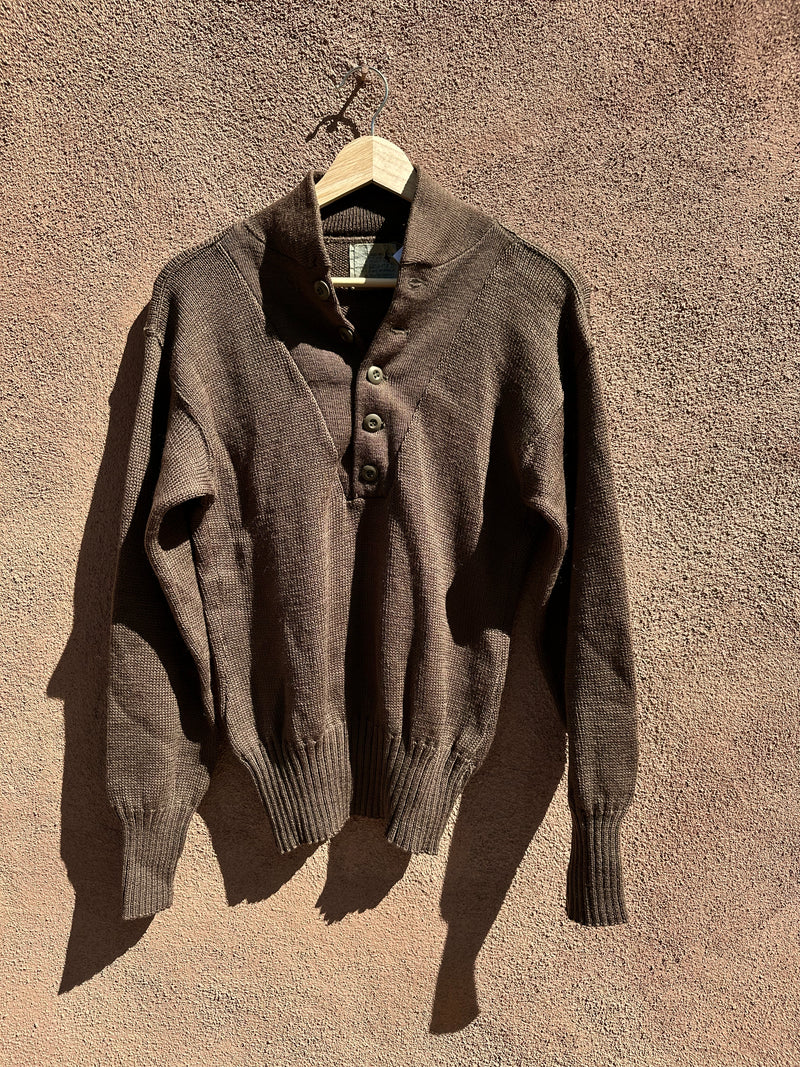 100% Wool Army Henley Sweater - Small
