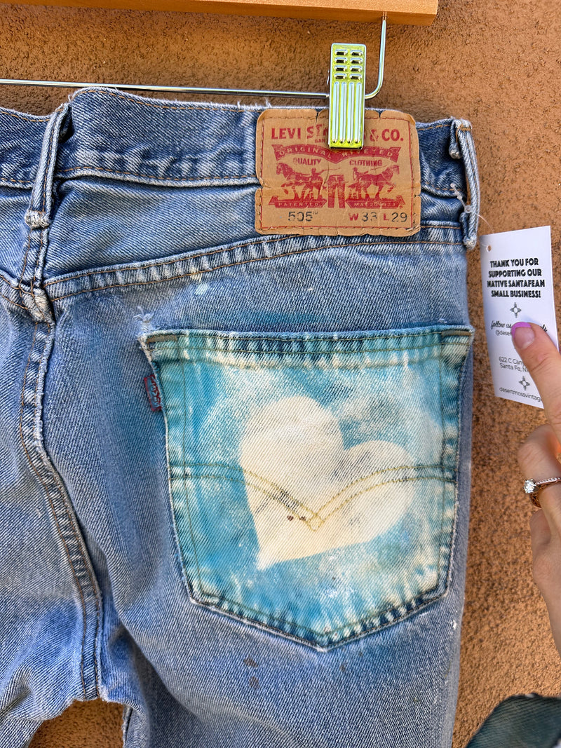 Blue Pocket Heart Artist's Levi's 505 - 33 x 29