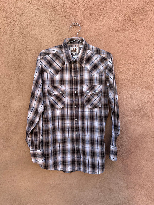 Ely Cattleman Brown Plaid Pearl Snap Shirt