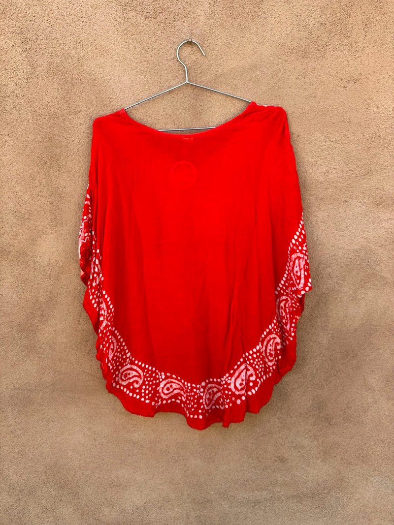 Flowy Red Boho Tie Dye Paisley Blouse (on hold)