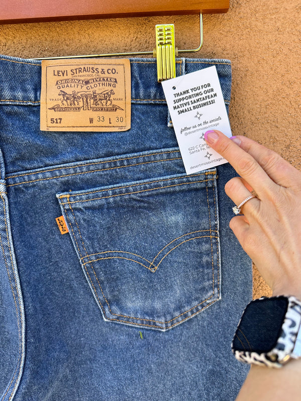 1970's Levi's 517 Orange Tab 33 x 30 Straight Leg