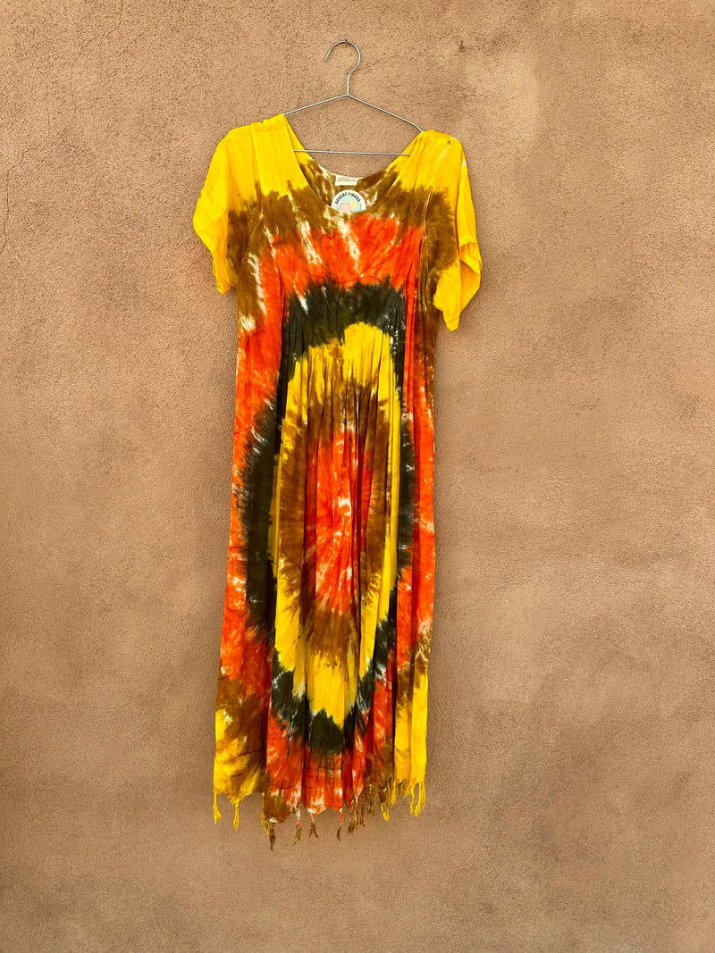 Tie Dye Mexican Boho Dress by Sorela - as is