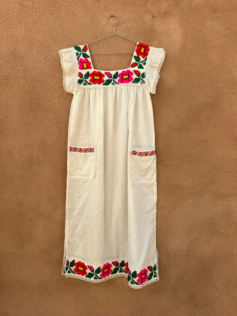 Embroidered Mexican Sack Dress