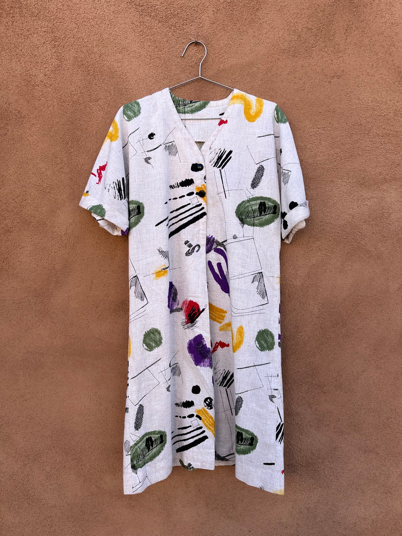 80's Abstract Art Shift Dress