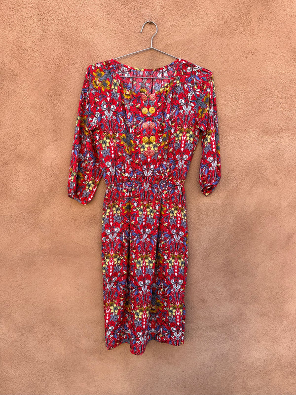 Floral 90's Dress with Button Chest