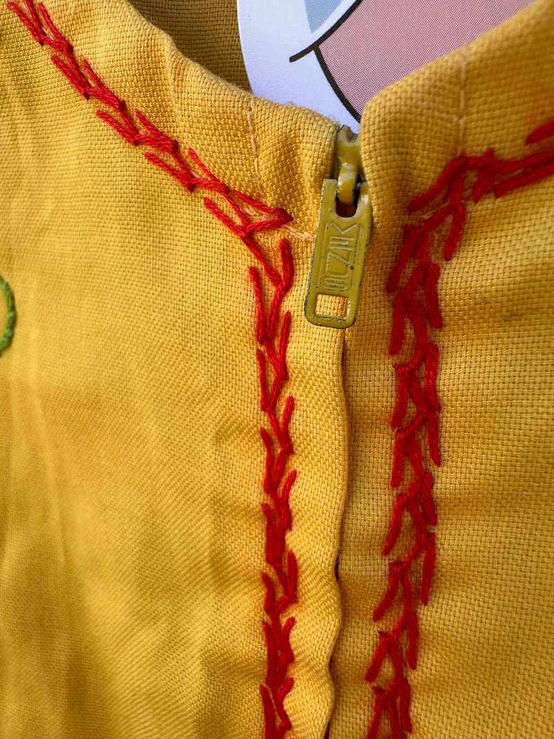 Yellow Mexican Dress with Orange Flowers
