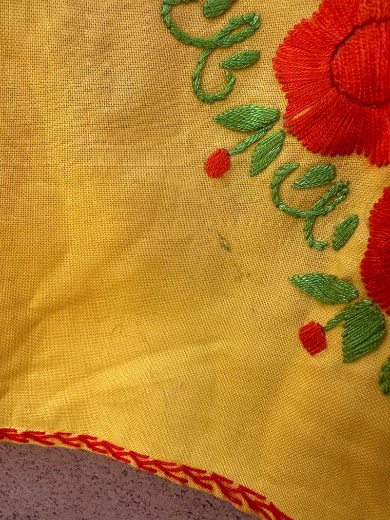 Yellow Mexican Dress with Orange Flowers