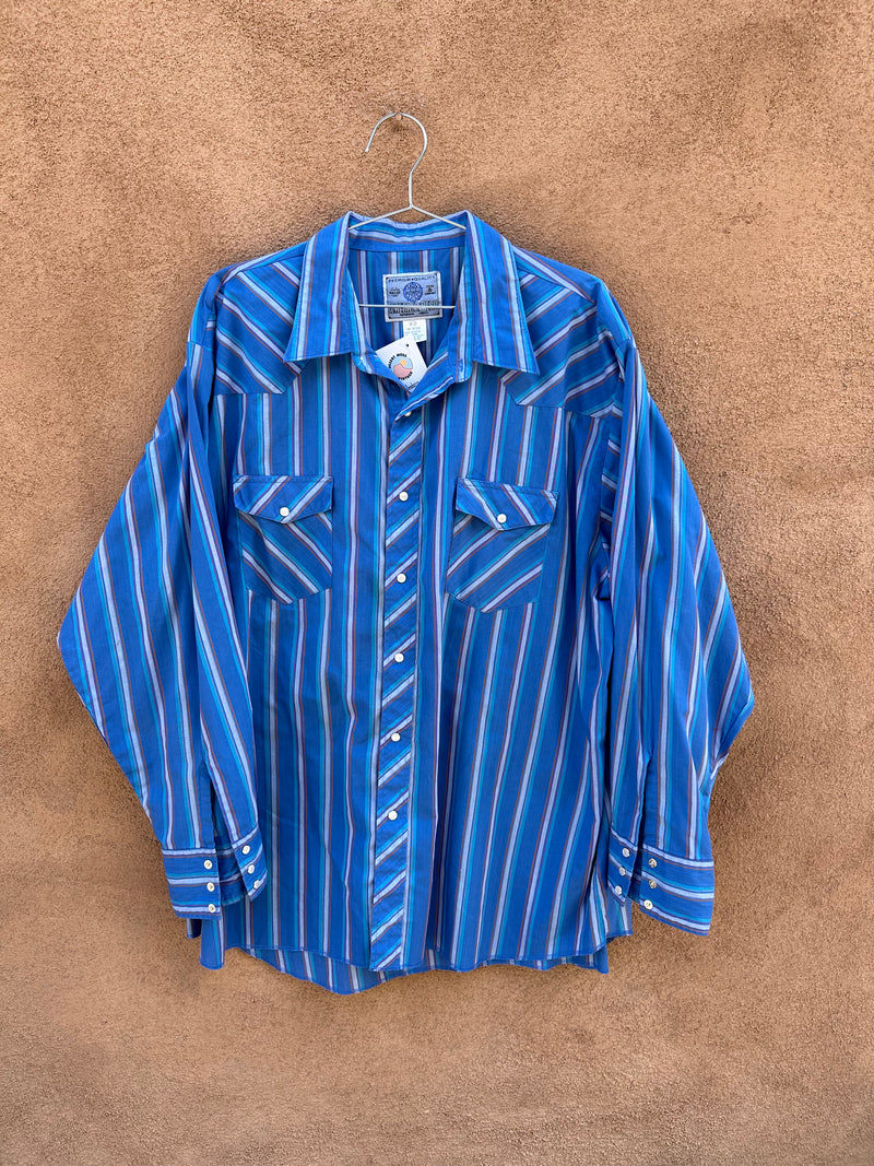 Vintage Blue Western Shirt with Pearl Snaps - American Hero XXL
