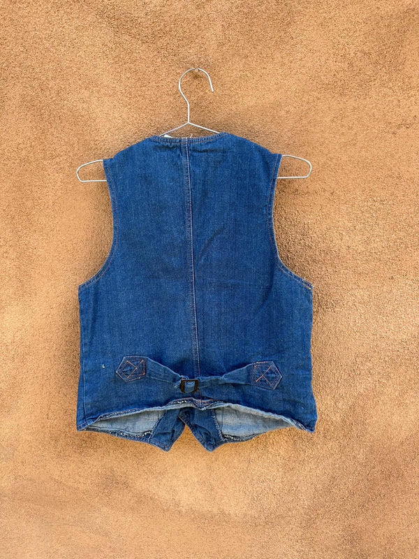 1970's On Time Denim Vest with Braided Pockets