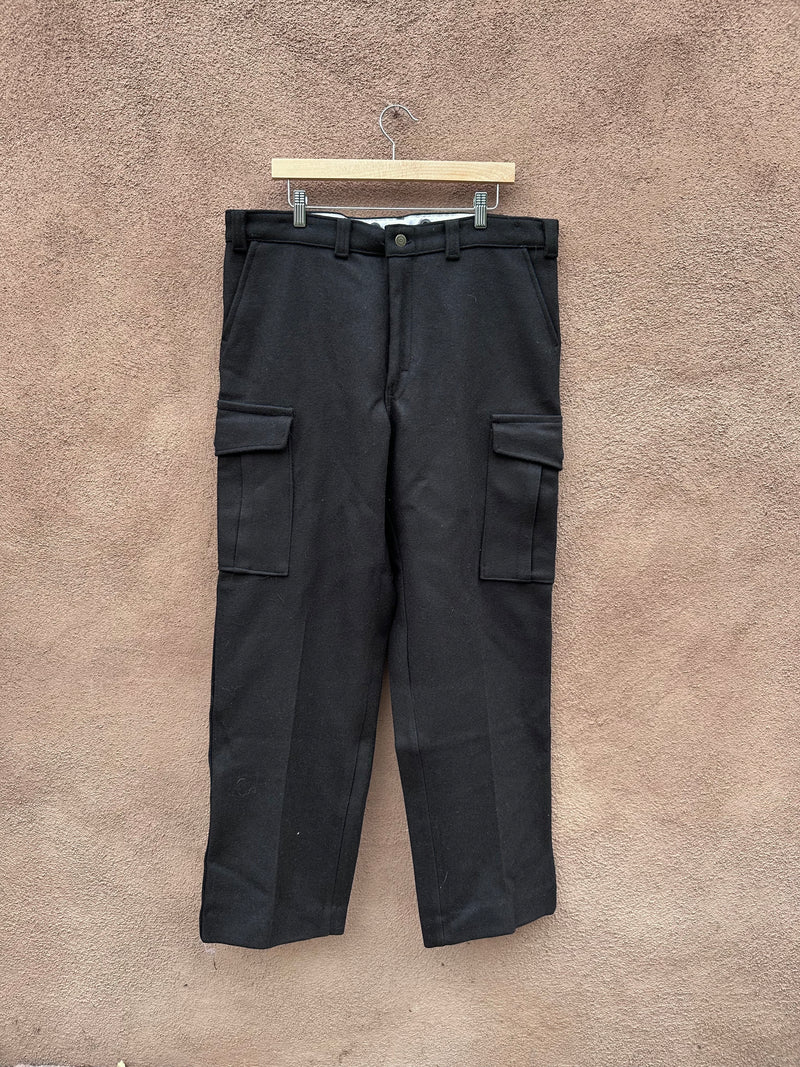 Black Wool Cargo Pants by Codet, Made in Canada 38 x 34