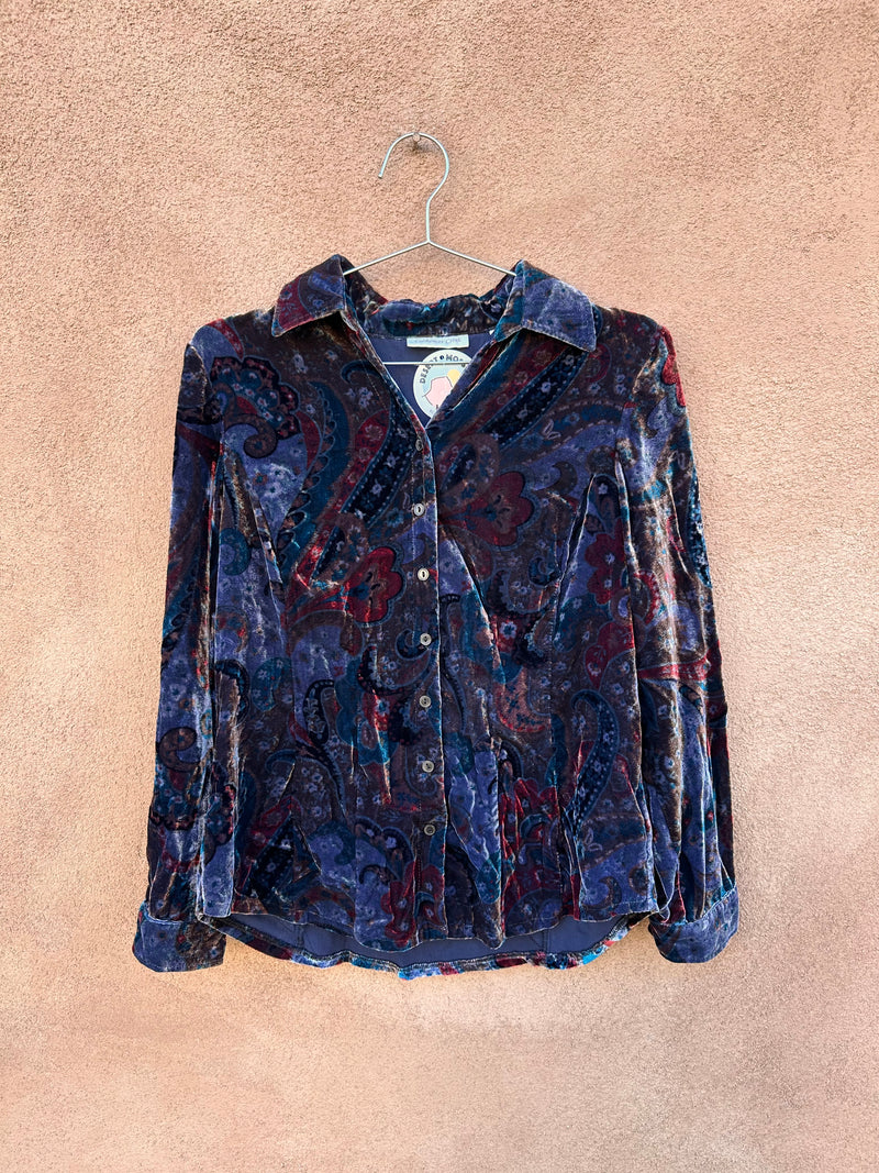 Colorful 90's Velveteen Paisley Blouse