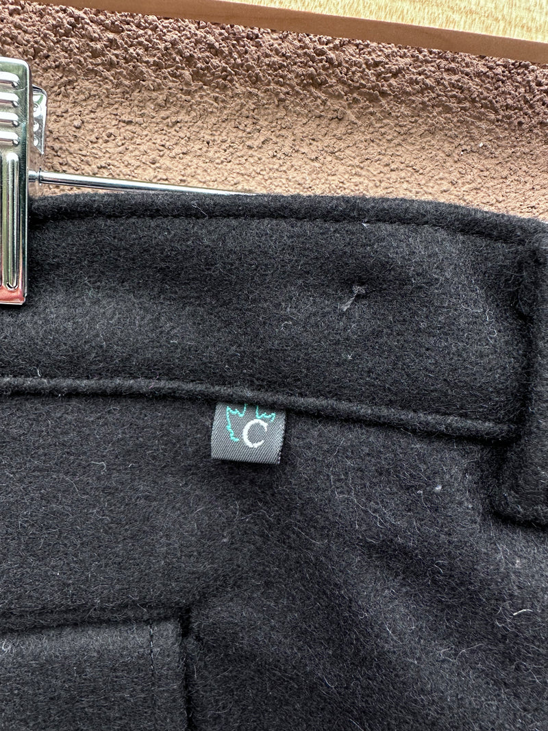Black Wool Cargo Pants by Codet, Made in Canada 38 x 34