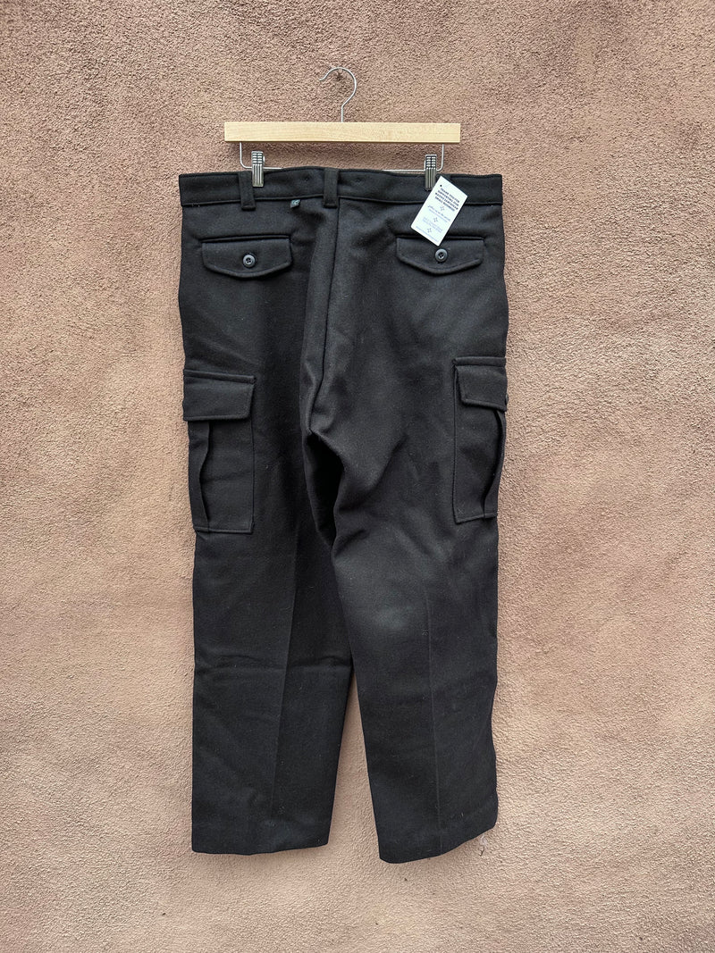 Black Wool Cargo Pants by Codet, Made in Canada 38 x 34
