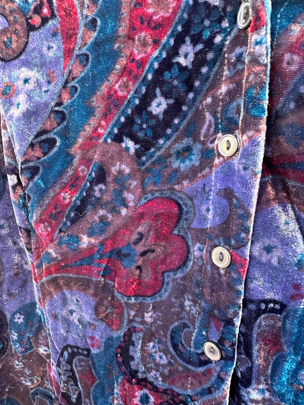 Colorful 90's Velveteen Paisley Blouse